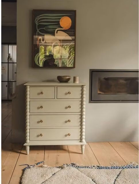 Cromwell 2 Over 3 Chest of Drawers in Pale Olive and Gold
