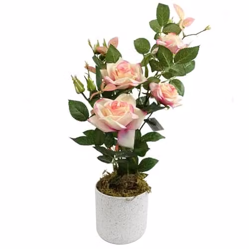 Leaf Design UK Pink Rose Artificial Potted Plant, Height: 50 cm – 1