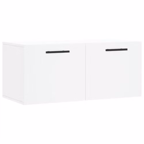 vidaXL Modern Wall Mounted Cabinet in White MDF with Hinged Doors, W/D/H: 80 x 35 x 35 cm