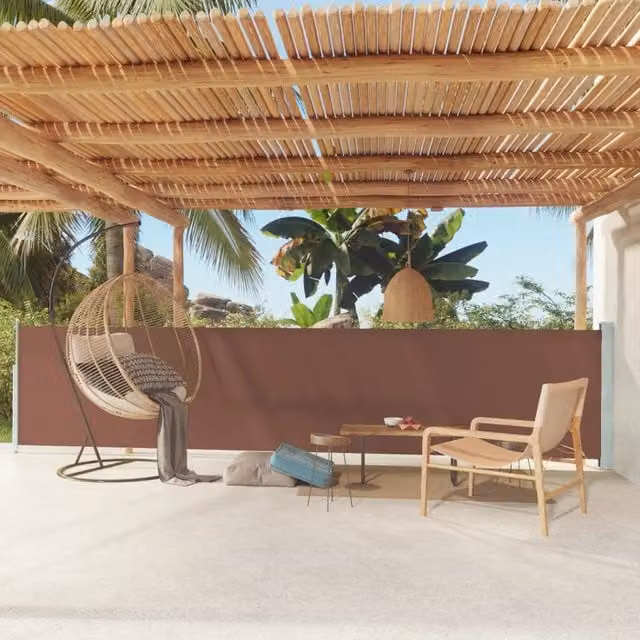 Berkfield Home Brown Retractable Side Awning with Polyester Fabric and Steel Frame, W/H: 117 x 600 cm – 1
