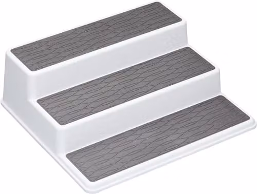 Copco 3-Tier Non-Slip Spice Rack and Cupboard Organiser, White/Grey, W: 25 cm x D: 25 cm x H: 8.5 cm – 1