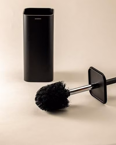COSMIC NEA Freestanding Toilet Brush and Holder in Matte Black, Stainless Steel and Plastic – 3