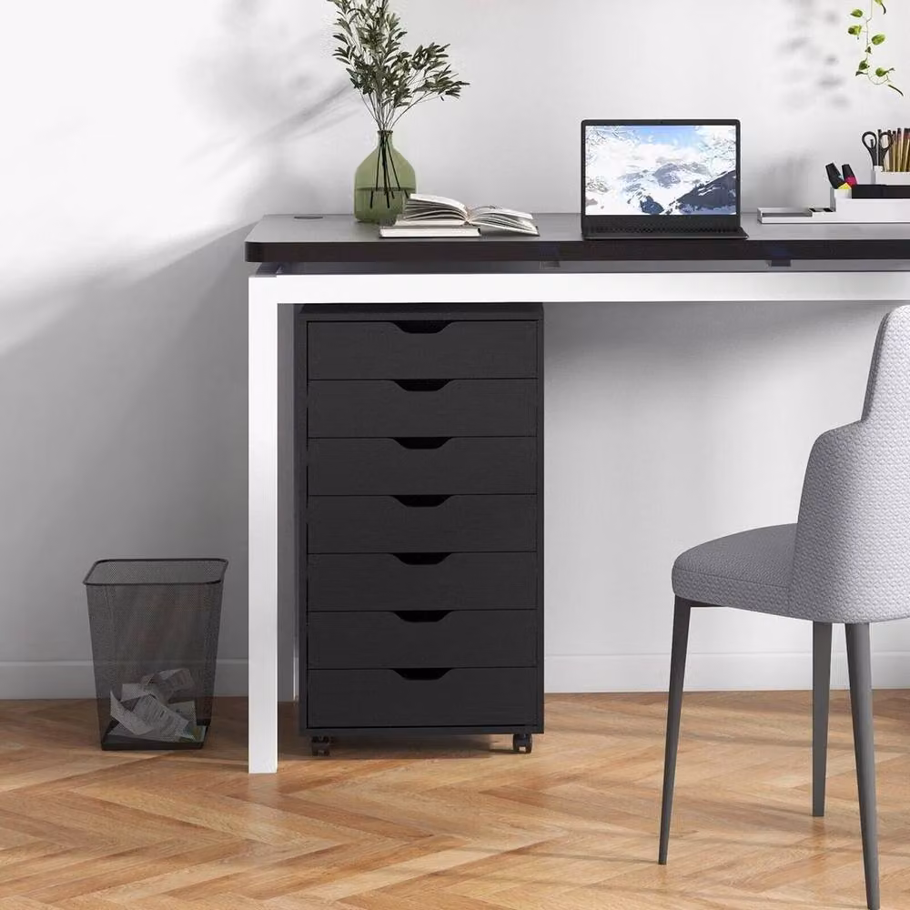 VOGREX 7-Drawer Rolling Storage Dresser in Black for Home Office and Bedroom – 5