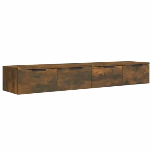 vidaXL Set of 2 Wall Mounted Cabinets in Smoked Oak, W/D/H: 68 x 30 x 20 cm – 1
