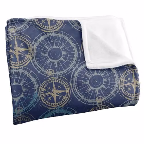 JQ Licensing Compass Pattern 3 Silky Touch Super Soft Fleece Throw Blanket in White, W/D/H: 152 x 127 cm – 2