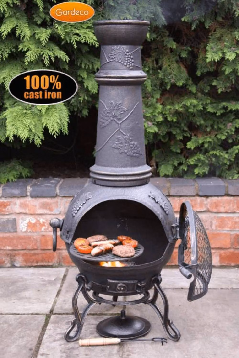 Gardeco Toledo Extra Large Cast Iron Grapes Chiminea in Bronze – 2