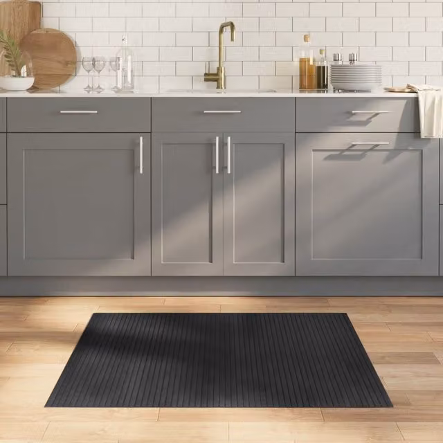 Berkfield Home Rectangular Grey Bamboo Rug, W: 80 cm, D: 100 cm – 1