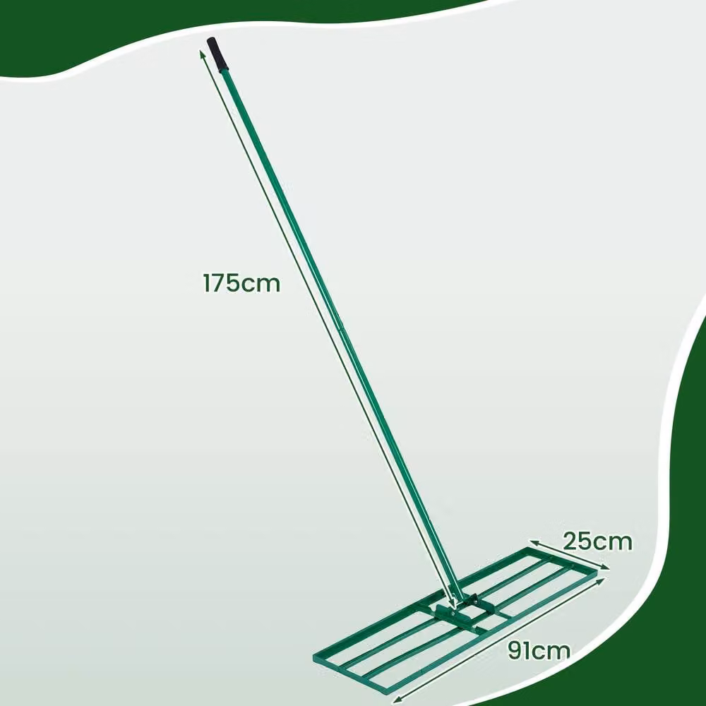Costway Metal Lawn Leveling Rake in Green, W: 91 cm, D: 25 cm – 2