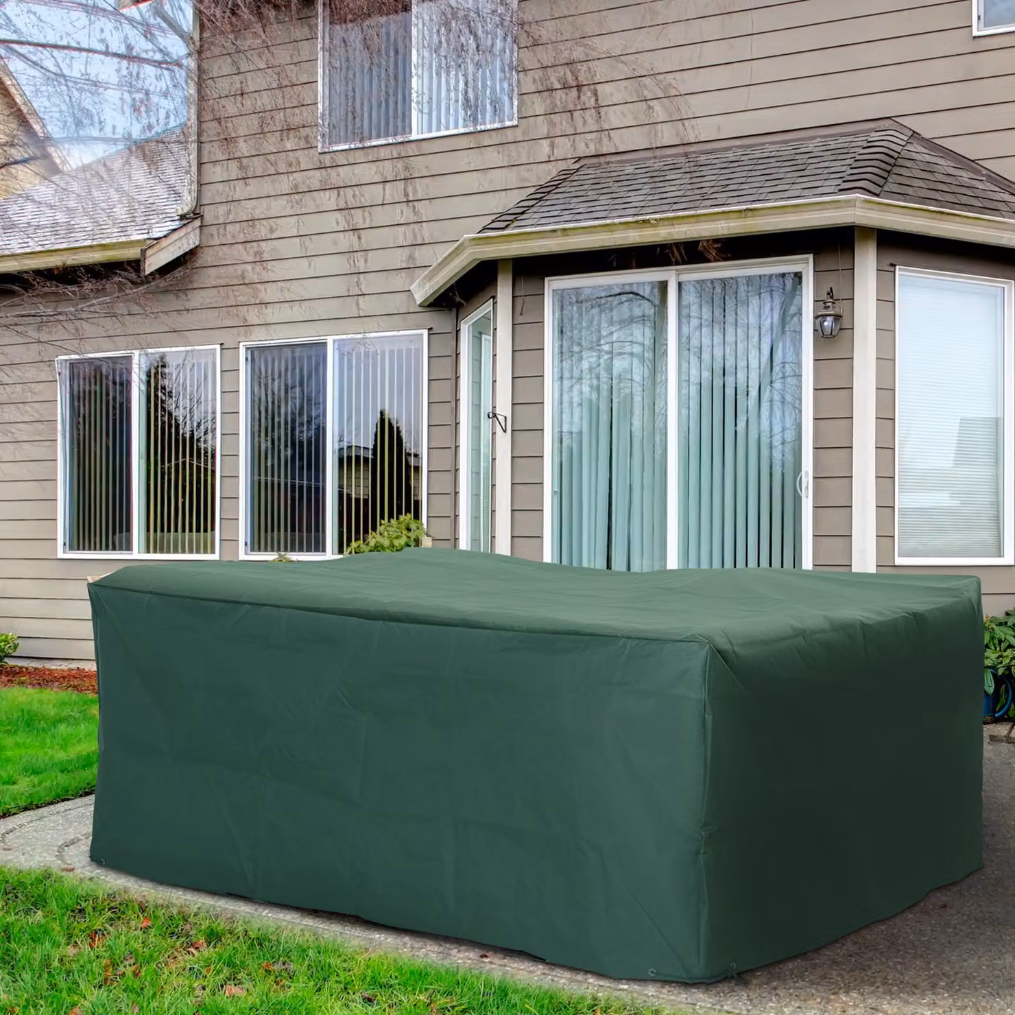 Outsunny Green Rattan Furniture Protective Cover, UV and Rain Resistant Polyester Cover for Garden Wicker Sets, W/D/H: 210 x 140 x 80 cm – 6