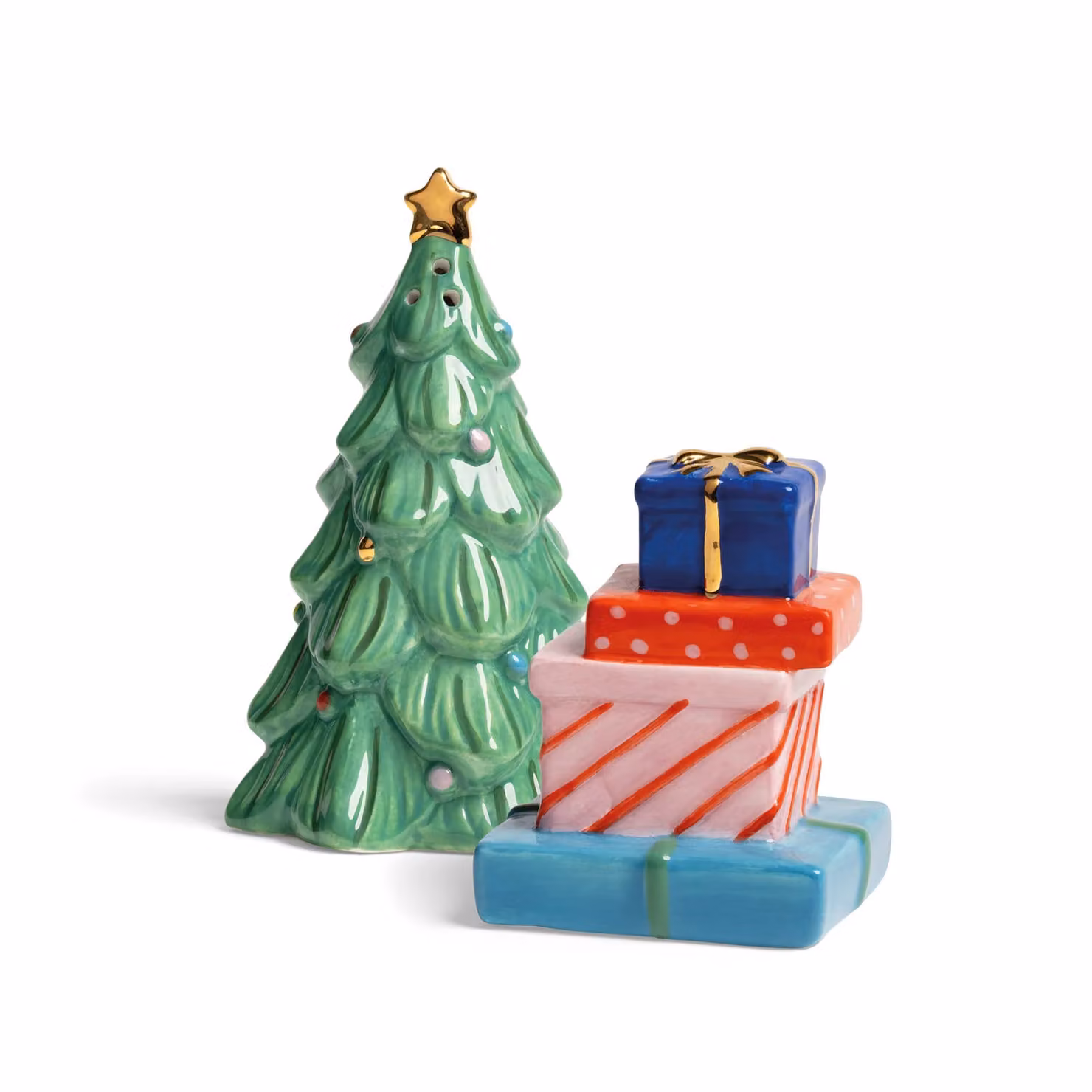 &Klevering Merry Salt and Pepper Shakers, Multicolour Ceramic Refillable Set