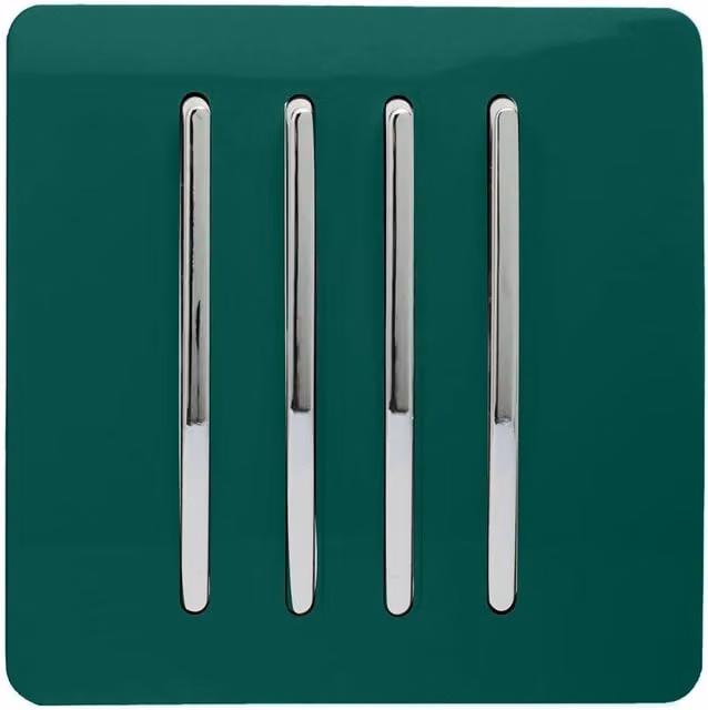 Trendi 4 Gang 2 Way Rocker Single Plate Tactile Light Switch in Dark Forest Green