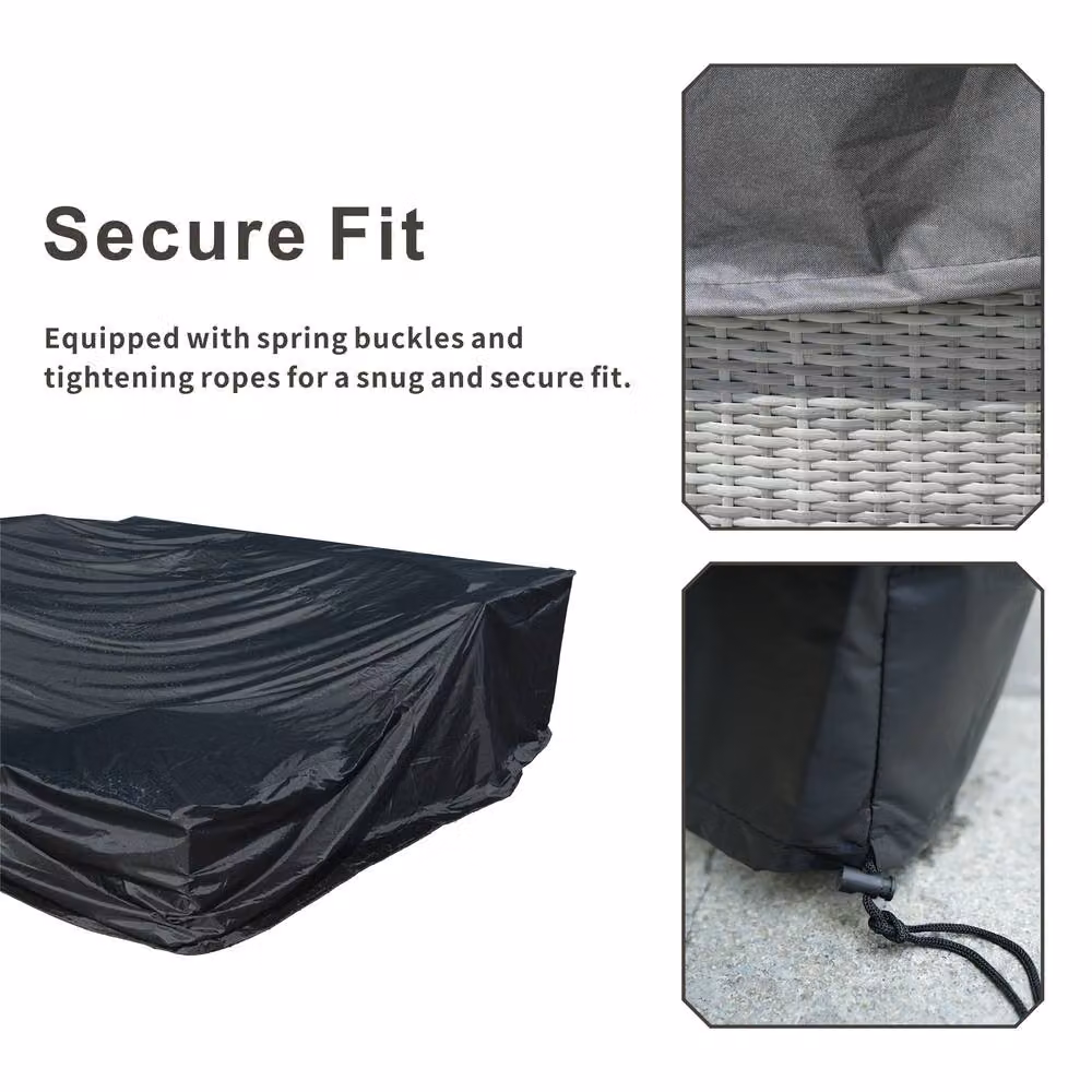 Direct Wicker Black Water Repellent Polyester Outdoor Sofa Conversation Set Covers – 5