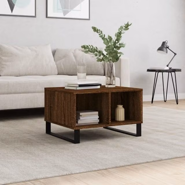 Berkfield Home Modern Brown Oak Coffee Table, W: 60 cm, D: 50 cm, H: 36.5 cm – 1