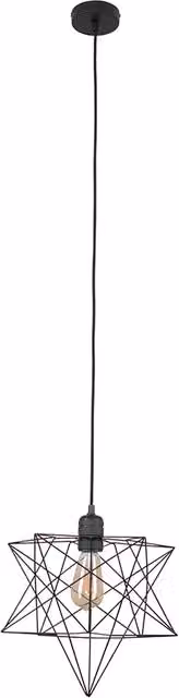ValueLights Retro Matt Black Ceiling Pendant Light Fitting with Geometric Star Shade
