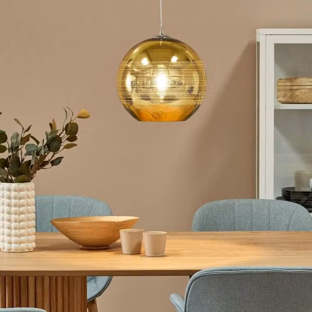 Wyld and Coco Gold Glass Globe Pendant Lamp