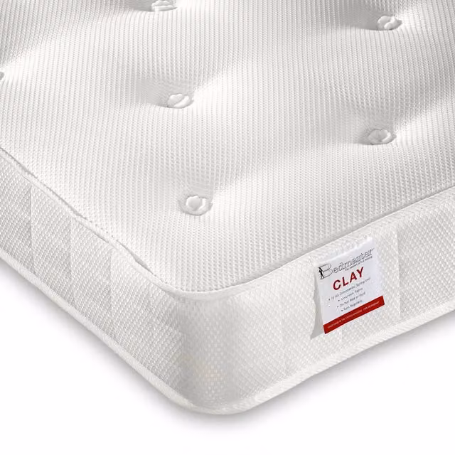 Bedmaster Clay Ortho Low Profile Bonell Spring Mattress in White, W/D/H: 80 x 190 x 15.5 cm