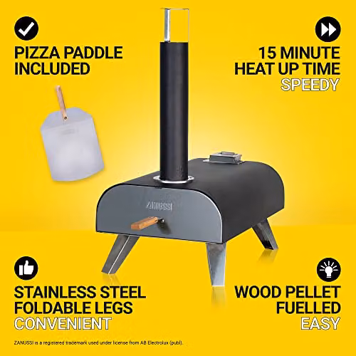 Zanussi ZPO1BPC Portable Wood Pellet Pizza Oven with Cover in Black or Grey – 2