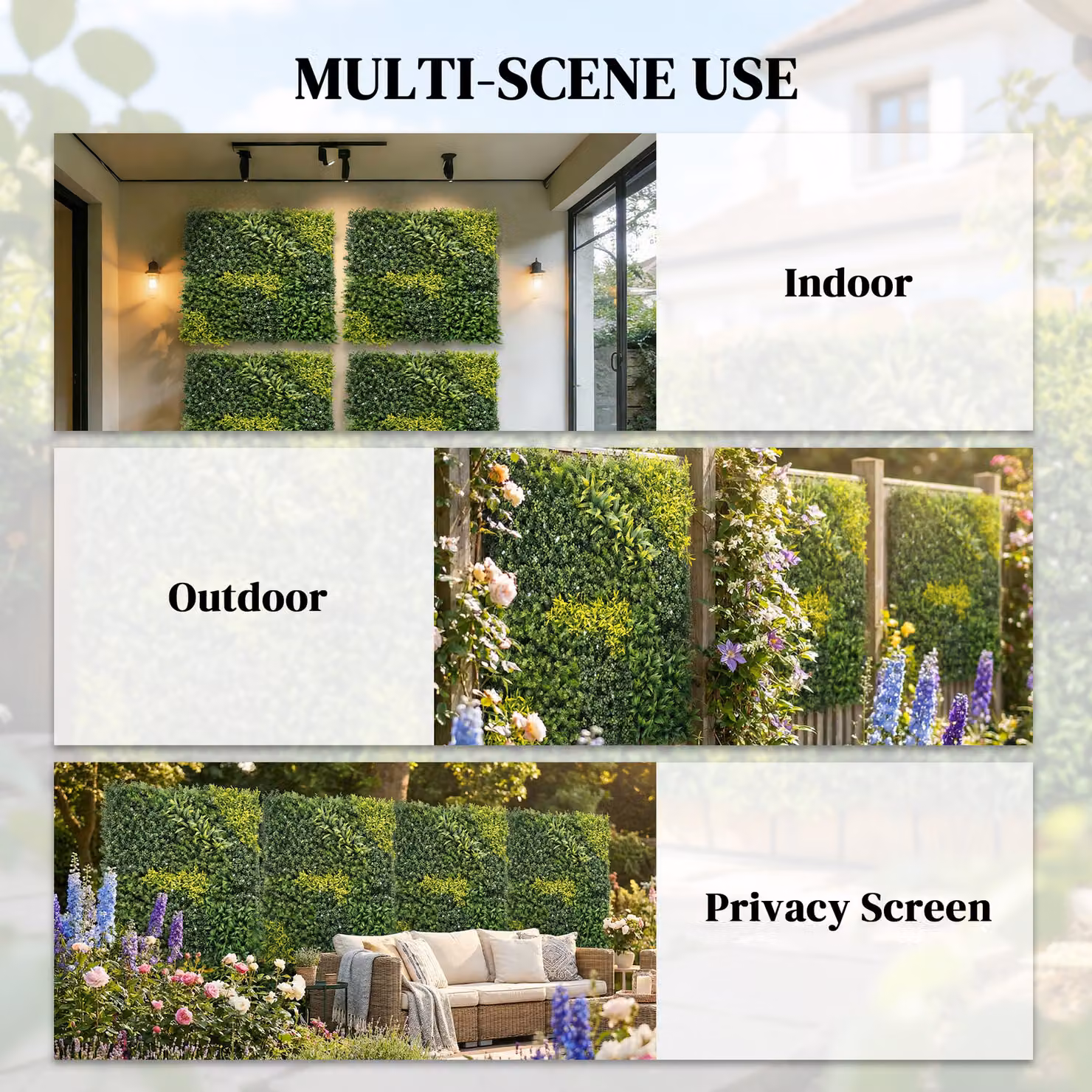 Outsunny Artificial Plant Wall Panel Green Floral Grass Backdrop, W/H: 100 x 100 cm – 6