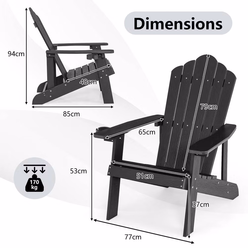 Costway Outdoor Adirondack High Backrest Firepit Armchair in Black – 2