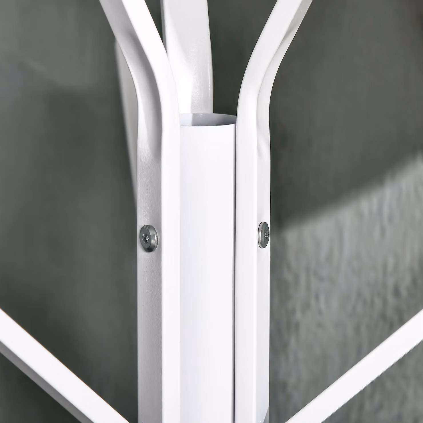 HOMCOM Metal Coat Rack Stand in White with 9 Hooks and 1 Shelf, Height: 180 cm – 4