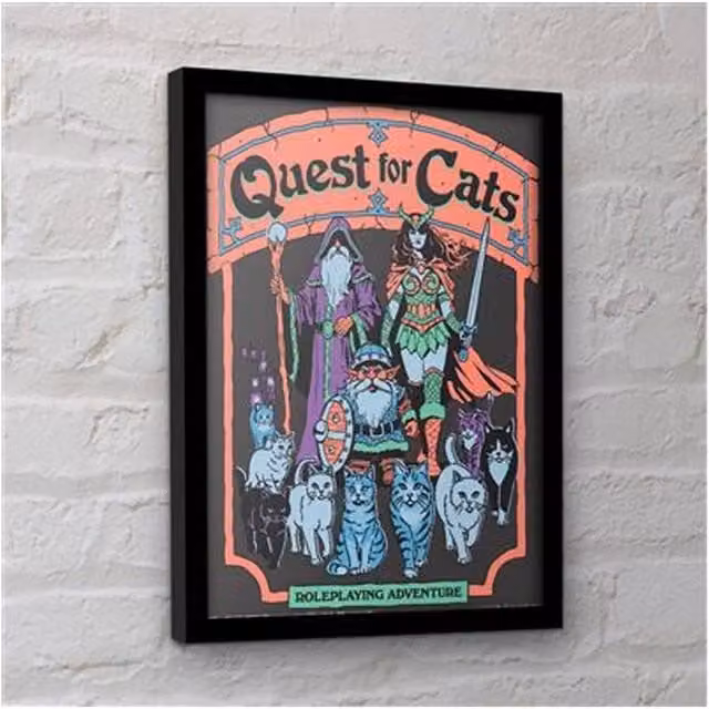 Steven Rhodes Quest For Cats Multicolour Framed Paper Poster – 1