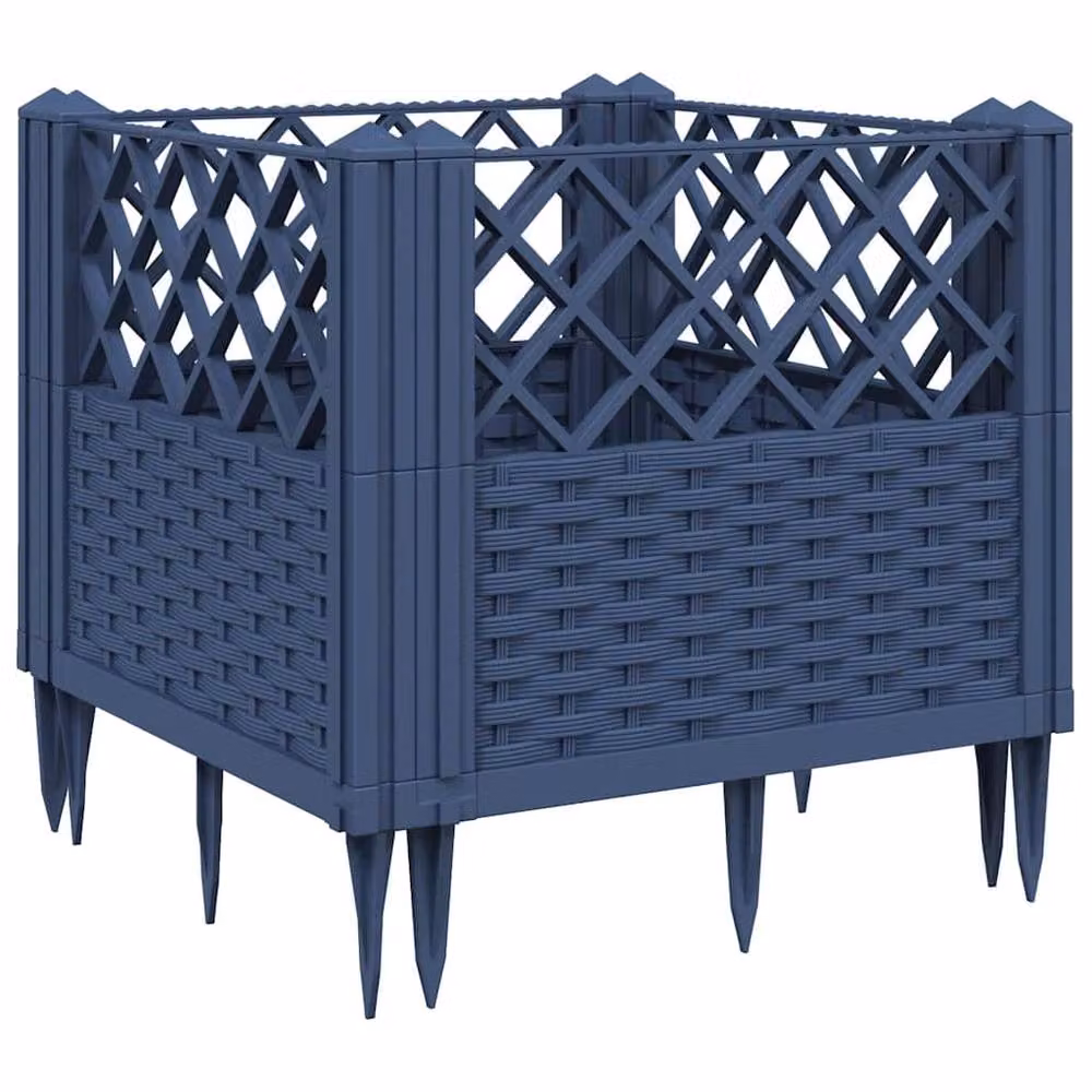Berkfield Home Beautiful Garden Planter with Pegs in Blue and Grey, W/D/H: 43.5 x 43.5 x 43.5 cm – 3