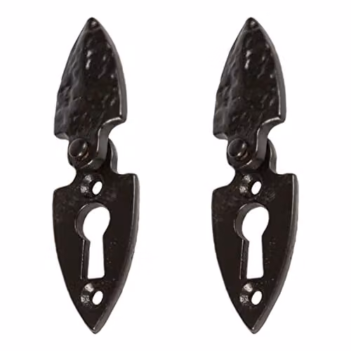 Hammer and Tongs Arrowhead Escutcheon Plate with Cover, Black Matt Iron, Pack of 2, W: 3.0 cm, H: 5.5 cm – 2