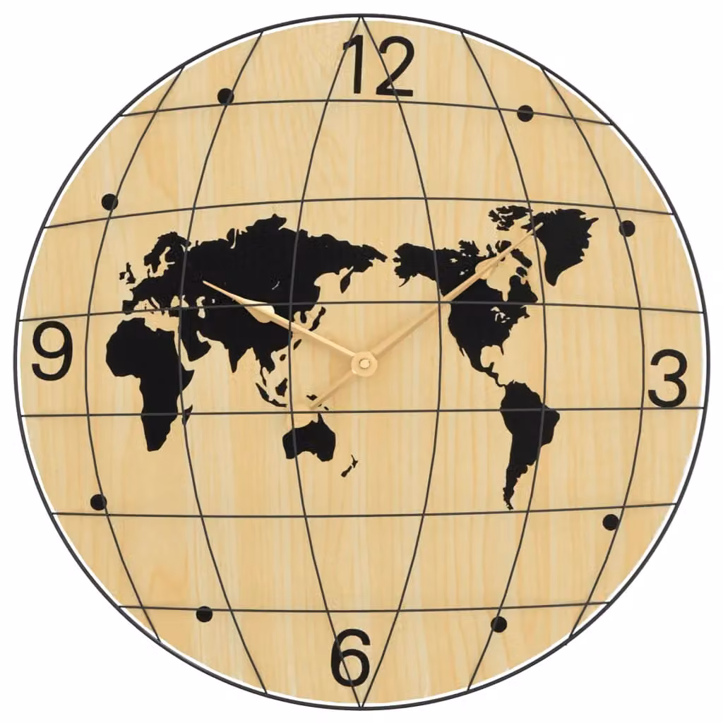 Berkfield Home Round Abstract Wall Clock in Yellow and Black, Diameter: 50 cm – 2