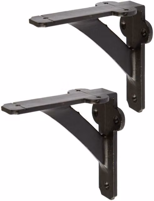 Havendro Pack of 2 Vintage Cast Iron Wall Mounted Shelf Brackets, Black, 100 mm – 1