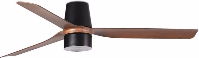 Netlighting Punt Tub TEK LED Ceiling Fan with Matt Black Finish and Walnut Wood Blades, 3000K Warm White, Diameter: 132 cm