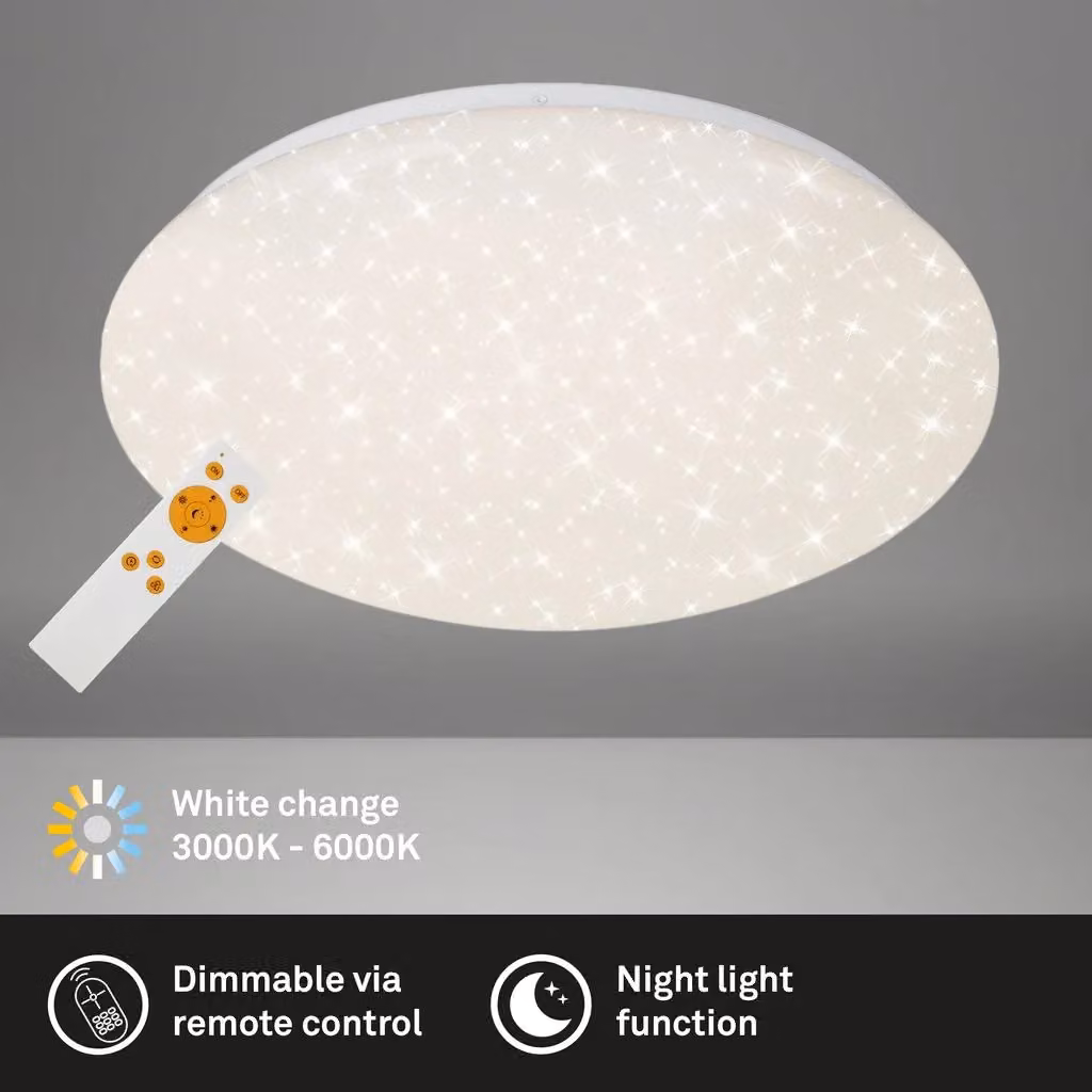 Briloner CCT Star Effect LED Ceiling Light, White, Dimmable with Remote Control, Diameter: 37.5 cm – 2