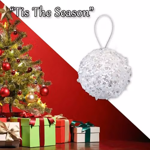 VFM e-Store Silver Round Christmas Hanging Bauble Decoration – 5