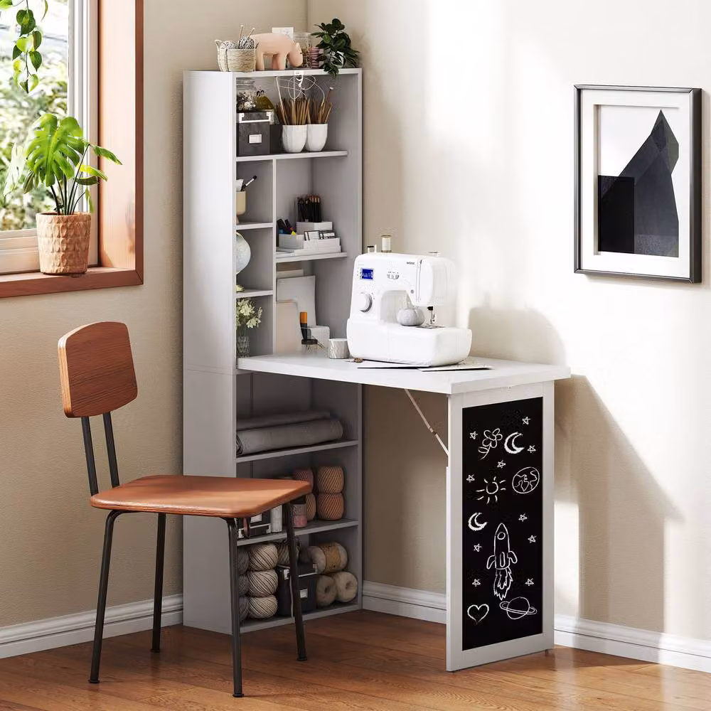 Rolipo 3-In-1 Fold-Out Computer Desk in White – 9