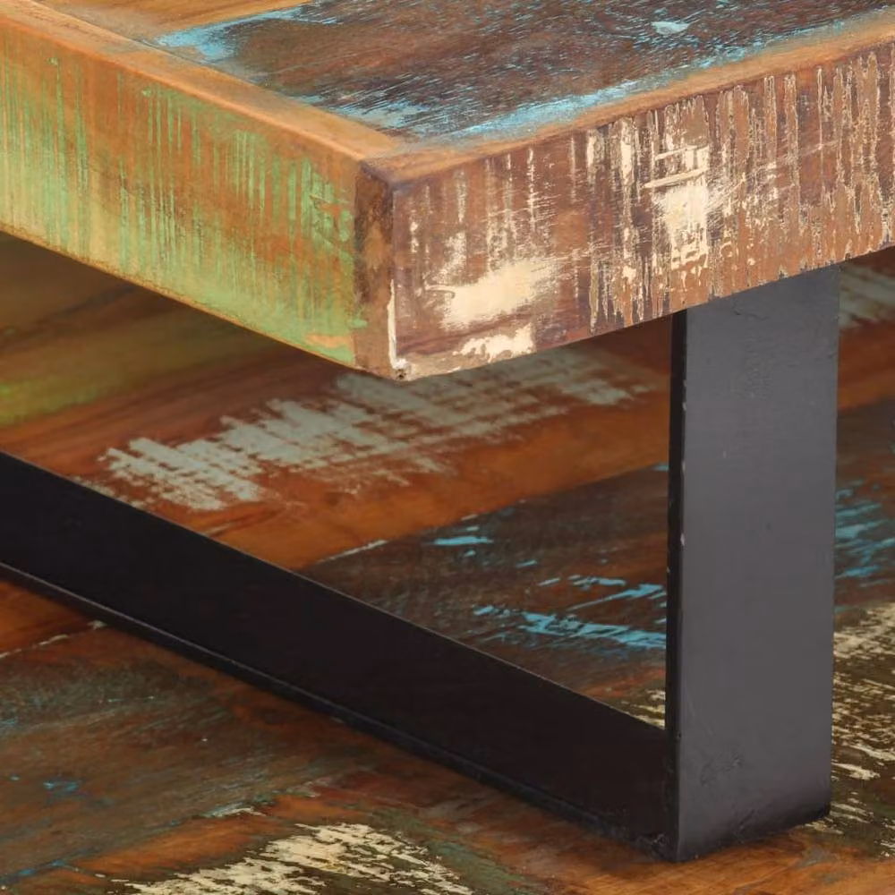 Berkfield Home 2 Piece Nested Coffee Table Set in Multicolour Reclaimed Wood and Metal – 5