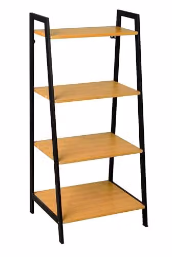Spot on Dealz 4 Tier Oak Ladder Shelf Freestanding Narrow Bookcase and Display Stand, W/D/H: 30 x 30 x 90 cm