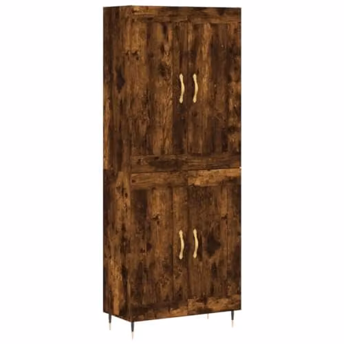 vidaXL Modern Highboard in Smoked Oak, Brown, W/D/H: 69.5 x 34 x 180 cm