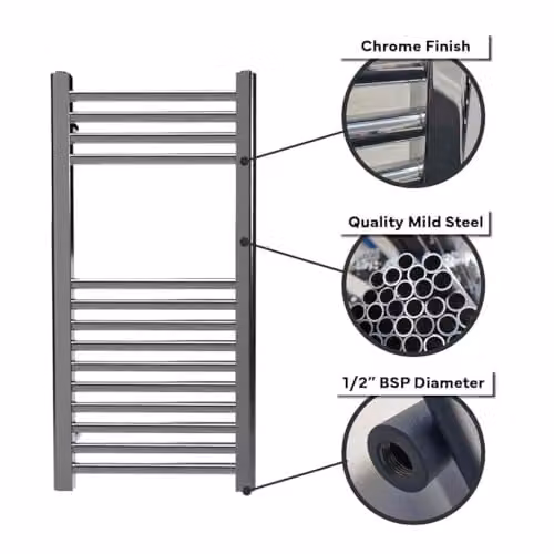Lux Heat Chrome Ladder Towel Radiator, Silver, H x W: 160 x 60 cm – 4