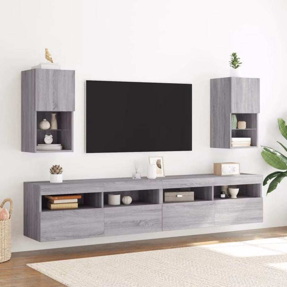 Berkfield Home Modern TV Cabinet with LED Lights in Grey Sonoma, W/D/H: 60 x 30.5 x 30 cm – 2