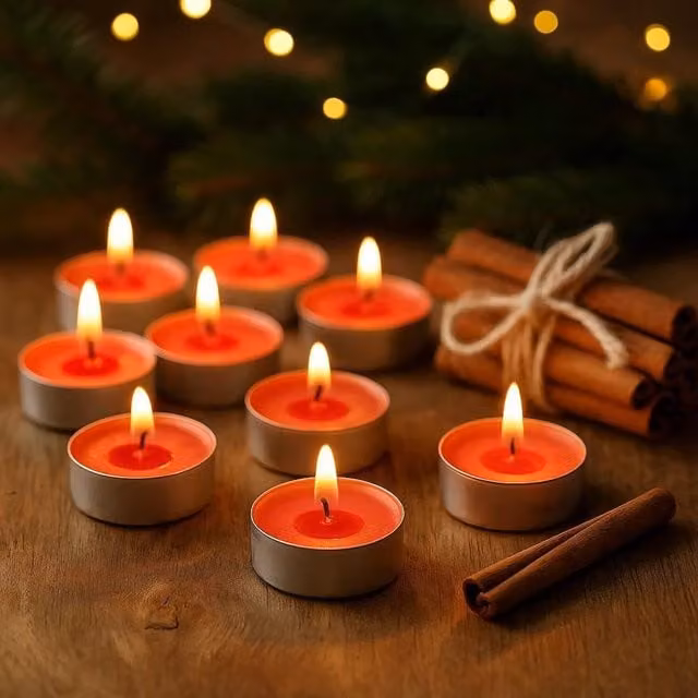 Marco Paul Red Cinnamon Scented Tea Light Candles, 50 Pack