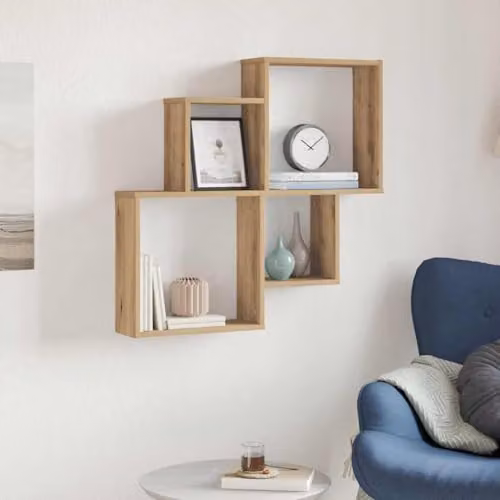vidaXL Artisan Oak Wall Shelf, Brown, W: 80 cm, D: 15 cm, H: 78.5 cm – 2