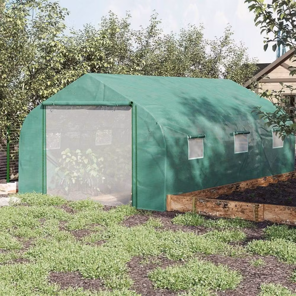 VOGREX Green Outdoor Tunnel Greenhouse with Roll Up Door and 6 Windows, W/D/H: 300 x 200 x 170 cm – 2