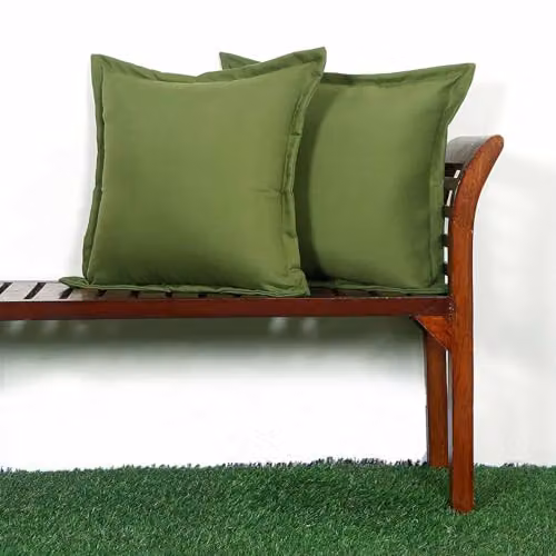 Homescapes Set of 2 Plain Green Waterproof Outdoor Cushions, W/D/H: 45 x 45 x 45 cm – 5