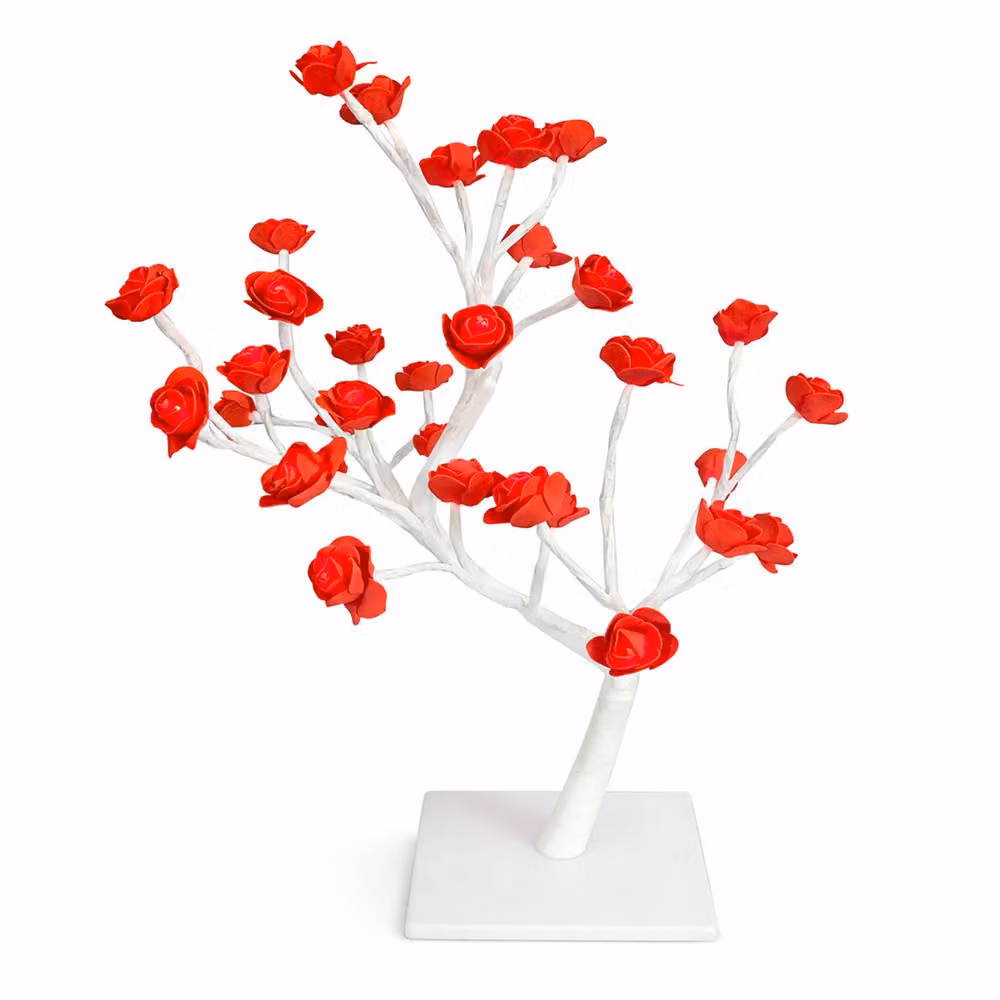 Simpa Rose Bonsai Style 32 LED Battery Operated Tabletop Lamp in Red – 2