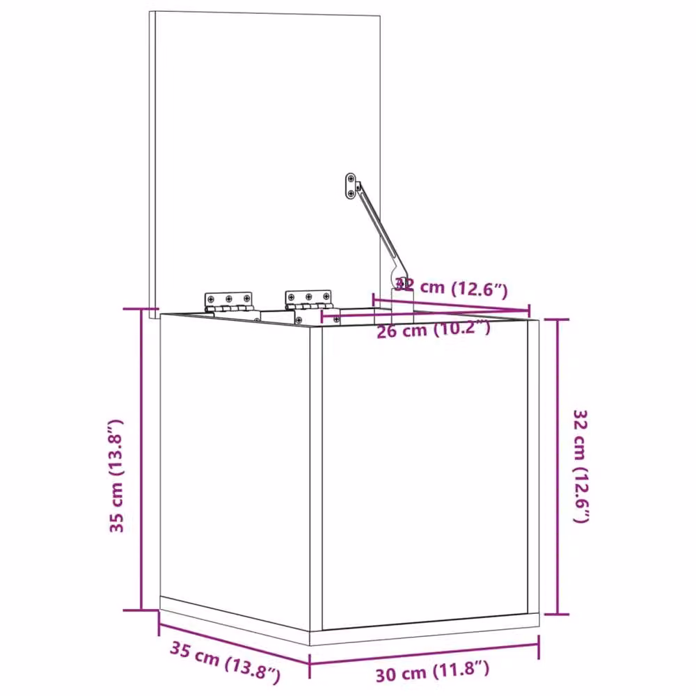 Berkfield Home Grey Sonoma Storage Box in MDF, W/D/H: 30 x 35 x 35 cm – 3