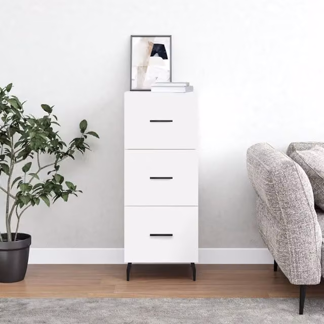 Berkfield Home Modern White Sideboard, W/D/H: 34.5 x 34.5 x 90 cm