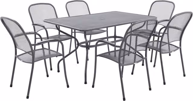Pacific Lifestyle Carlo Mesh 6 Seater Outdoor Dining Set in Grey
