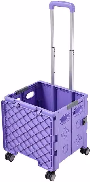PAWNORA 32L Folding Shopping Trolley Cart, Purple
