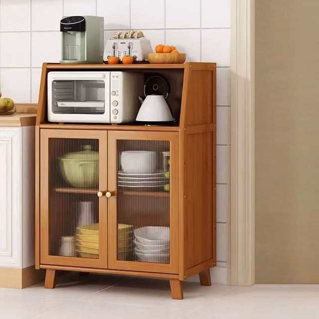 KORVIXA Brown Wooden Sideboard Cabinet Cupboard W/D/H: 100 x 100 x 100 cm – 1