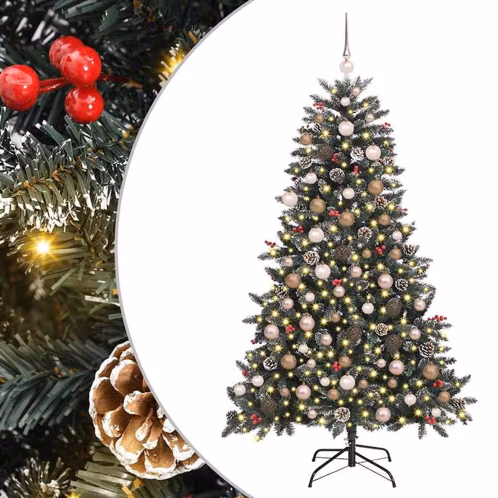 Berkfield Home Green Artificial Christmas Tree with 300 LEDs, W/D/H: 99 x 99 x 180 cm – 2