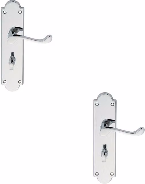 Loops Victorian Scroll Lever Bathroom Backplate 2x Pair in Polished Chrome, 20.5 x 4.9 cm